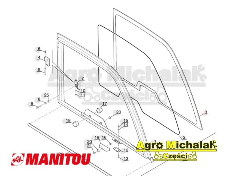 Szyba drzwi górna Manitou MLT 523, 627, 601326 , 798298