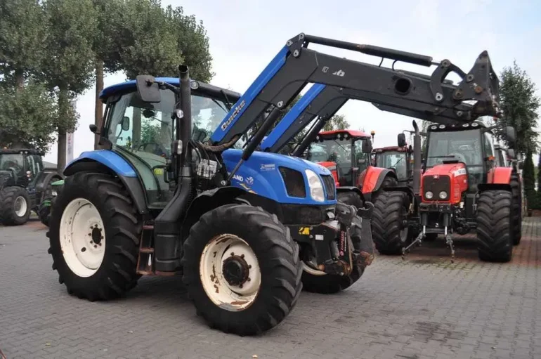 NEW HOLLAND T6.140 + QUICKE Q56 / Przedni TUZ / Klimatyzacja /