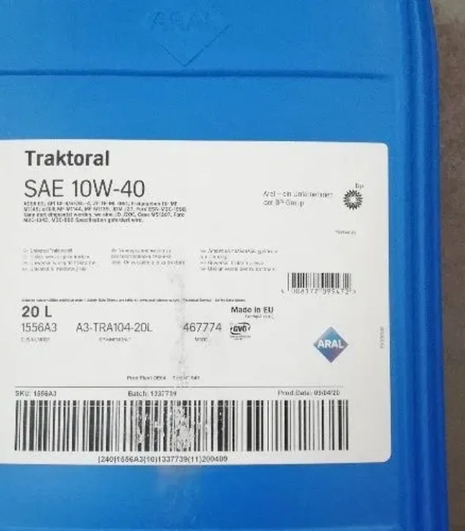Aral Traktoral 10W40 zastąpiony przez Castrol Transmax op. 20L