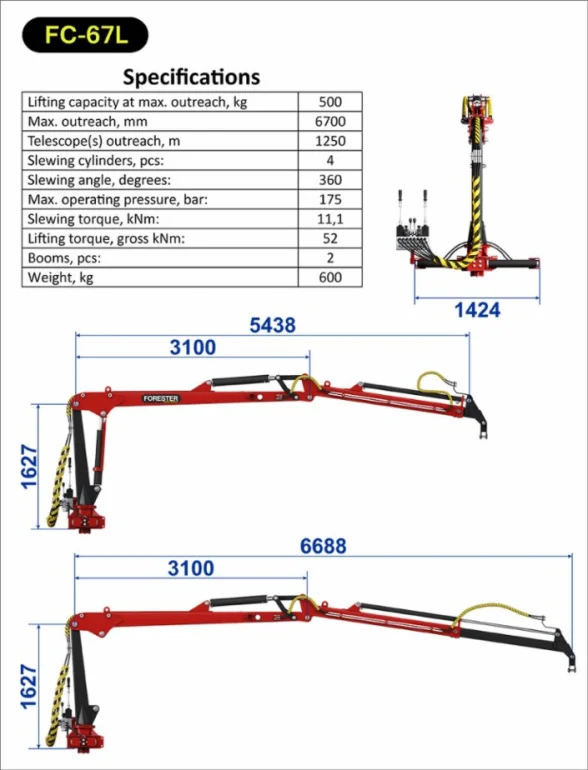 Przyczepa leśna Forester FT-9 z żurawiem FC-67L i chwytakiem FG-20