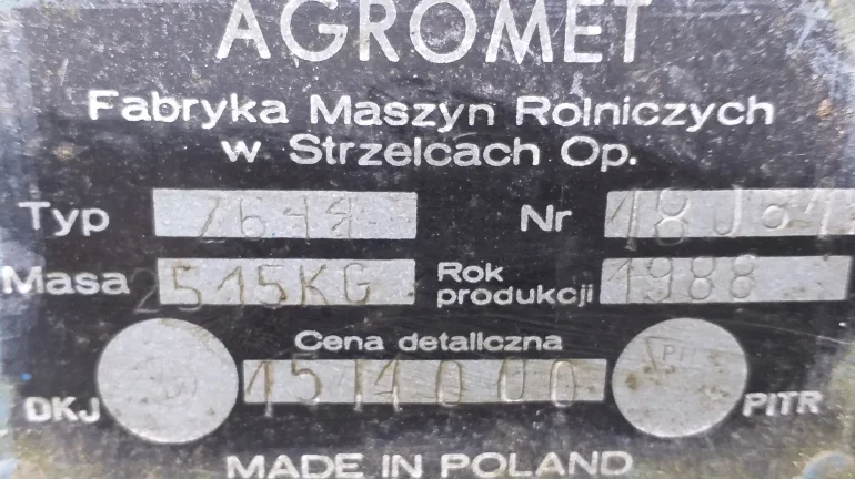 Kombajn ziemniaczany jednorzędowy Anna 1988r.