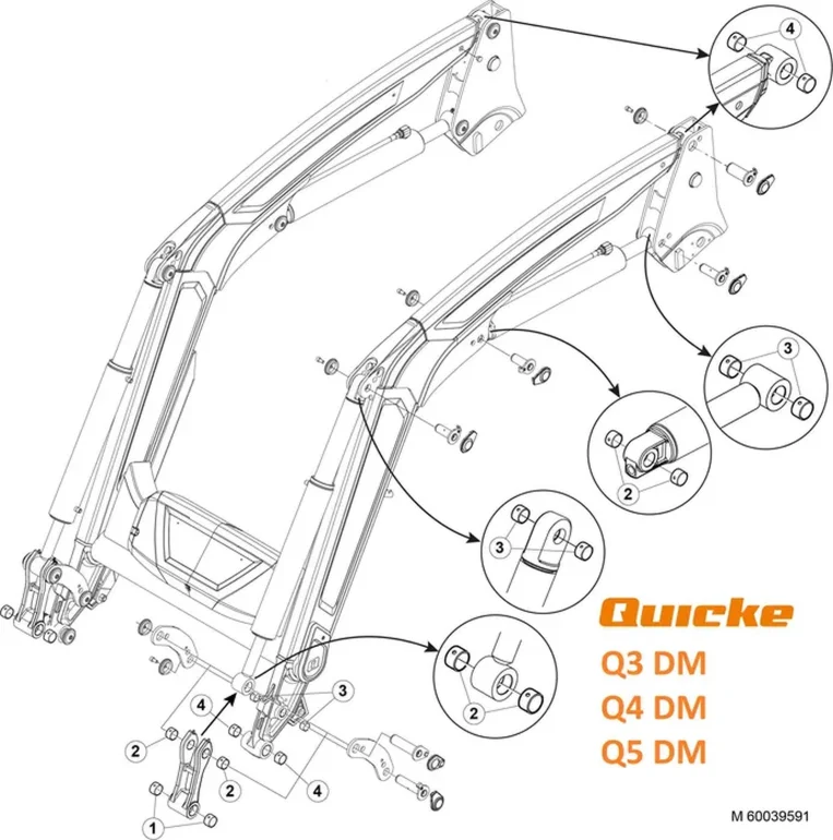 Zestaw tulei ładowacza Alo Quicke / TRIMA Q-Series Q3S Q4M Q5L