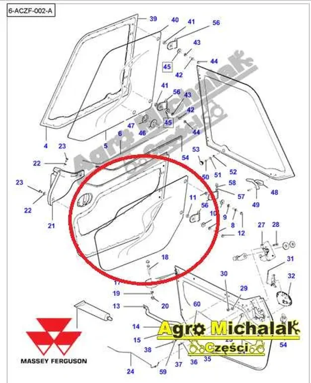 Szyba drzwi dolne Massey Ferguson , Bobcat 8925, 8926, 8937, 8947