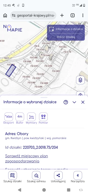 Działka rolna Obory koło Kwidzyna