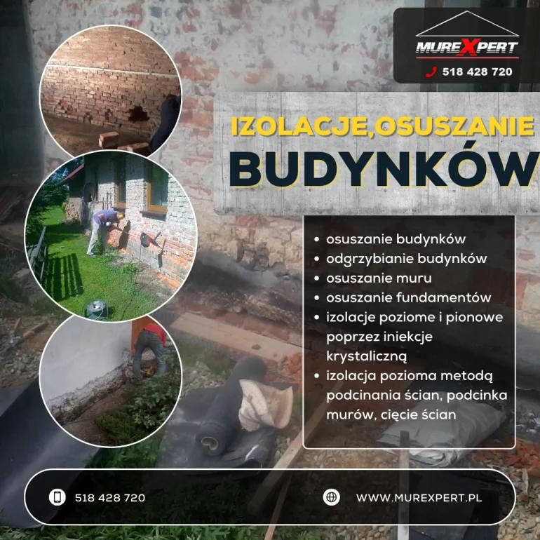 Osuszanie piwnic i fundamentów, remonty oraz zabezpieczenia przeciwwilgociowe