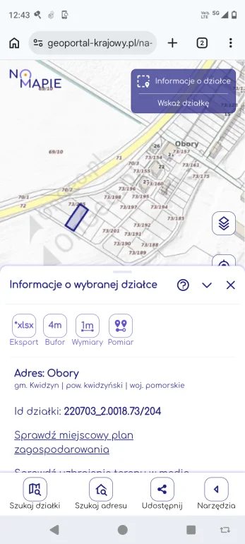 Działka rolna Obory koło Kwidzyna