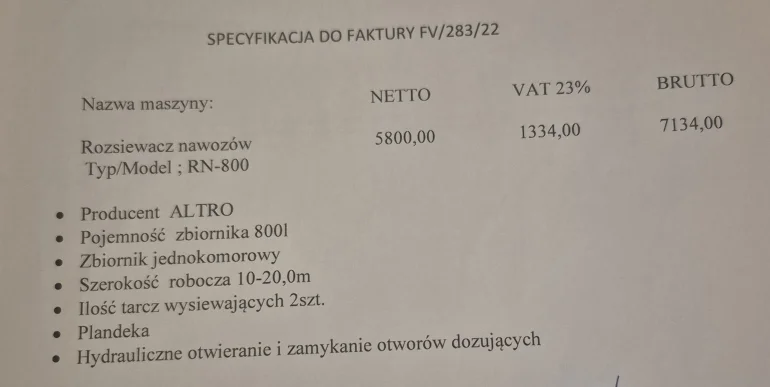 Sprzedam rozsiewacz do nawozów Altro 800