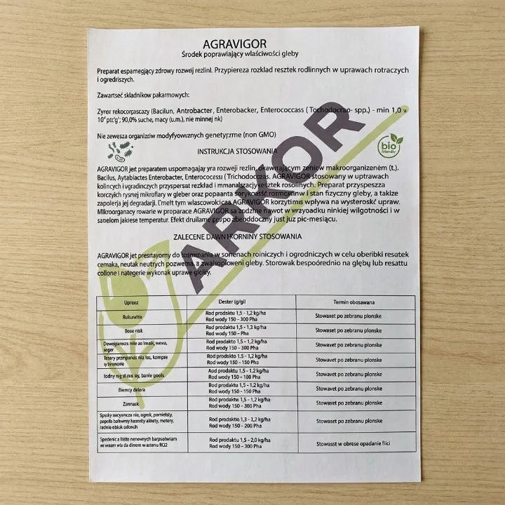 AGRAVIGOR SUCHY – Preparat mikrobiologiczny do rozkładu resztek