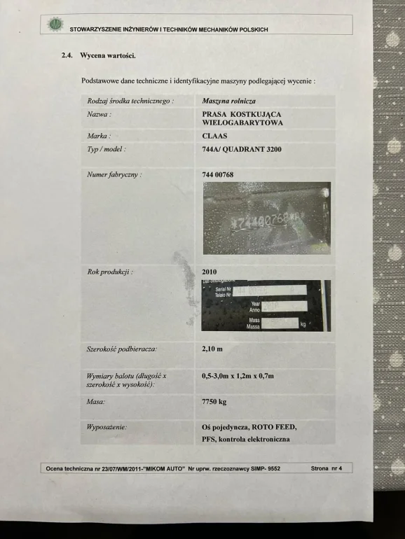 Prasa kostkująca Claas Quadrant 3200