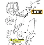 Szyba górna drzwi JCB P12 JCB 3cx, 3CX SUPER, 4CX, 4CX SUPER , 215S, 2