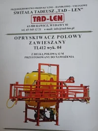 Opryskiwacz polowy zawieszany TL412 z belką polową 12m, rok produkcji 2020