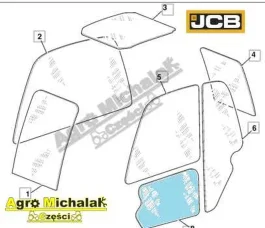 Szyba drzwi dolne JCB 550-140, 540-170, 535-140, 535-125, 533-105, 541