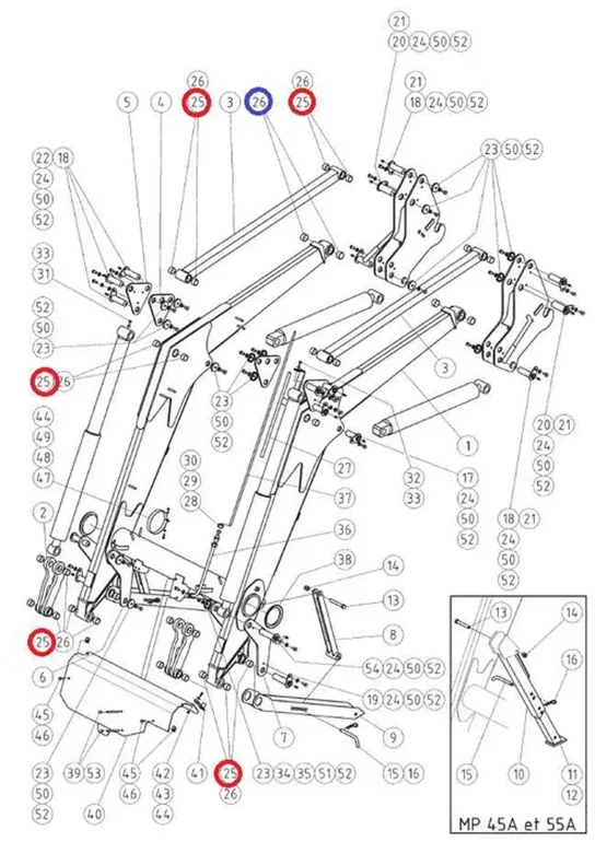 Zestaw tulei ładowacza MANIP MP45 MP55 MP65 MP75 MP85 MP95 MP105