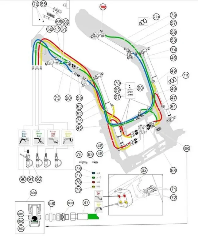 Zestaw tulei ładowacza MAILLEUX, MX Seria A100 A104 / A106 / A110