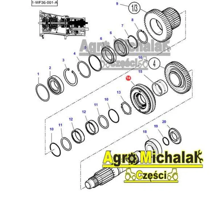 Synchronizator MF 5455, 5445, 5460, 5470, 5475, 5490, 7614, 7615,