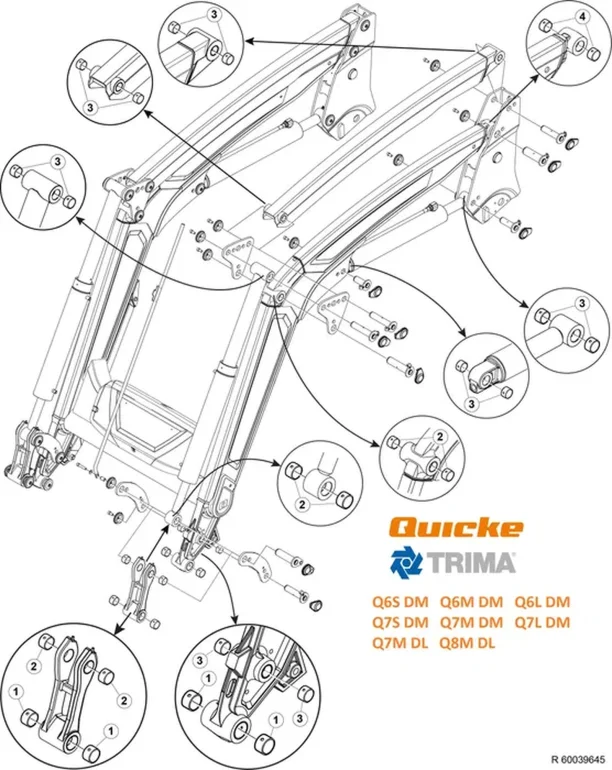 Zestaw tulei ładowacza Alo Quicke / TRIMA Q-Series 6QM 7QL 8QM